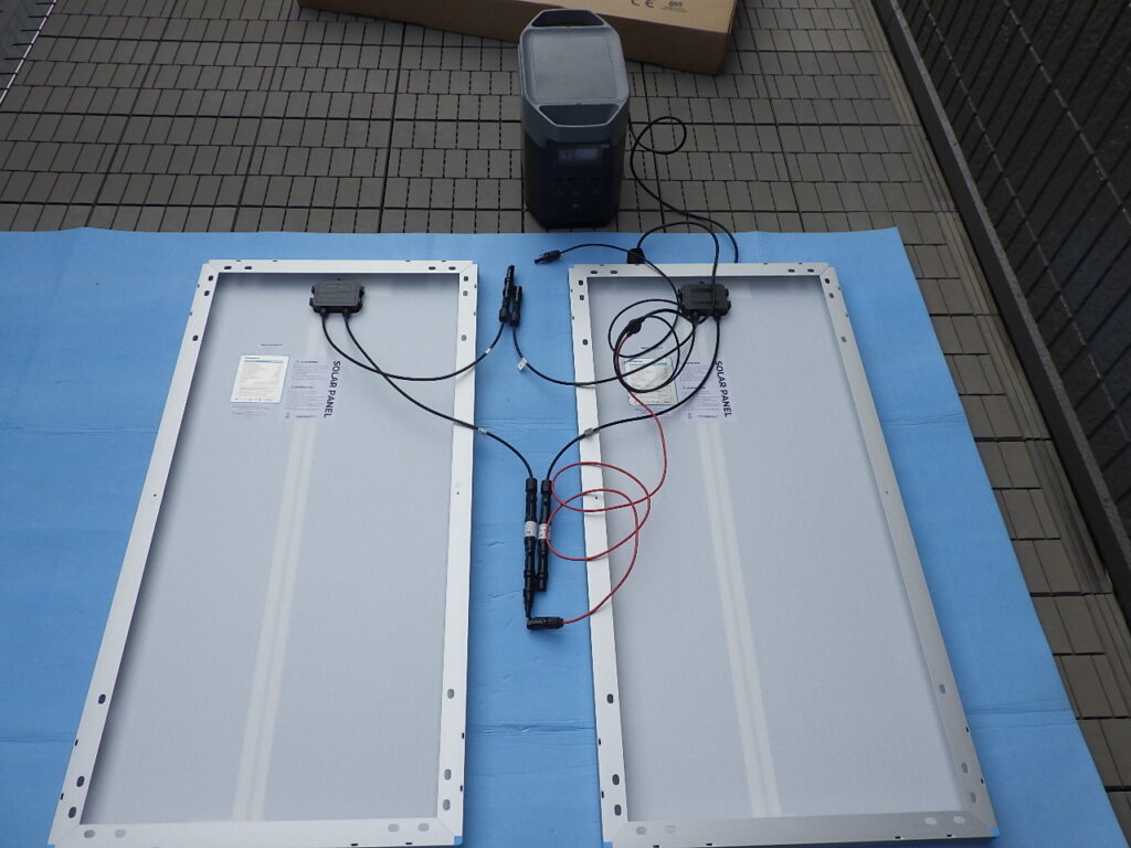 最後にポータブル電源側のLMC4-XT60iケーブルと接続させて完成!